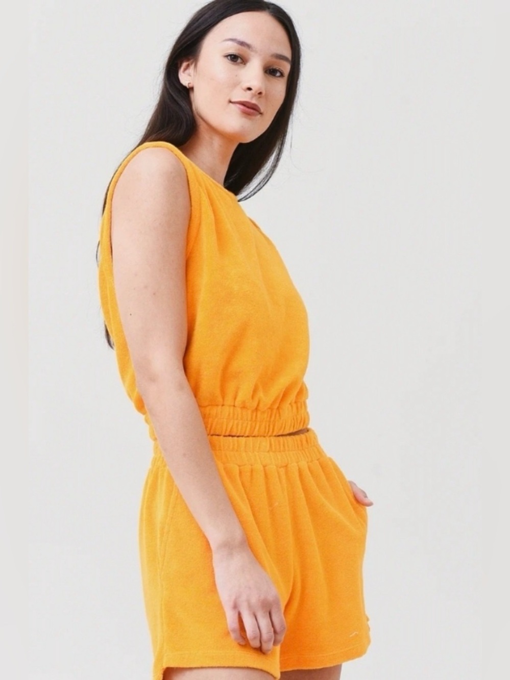 Monrow Orange Sleeveless Cloth Tank